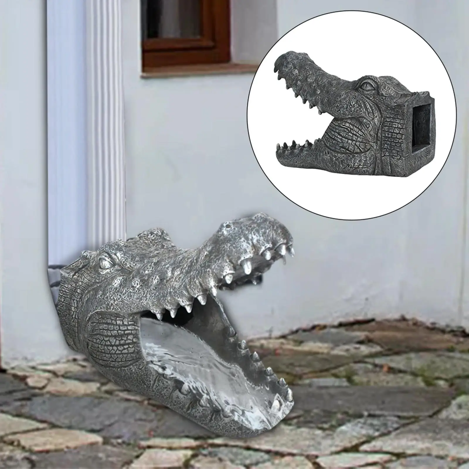 Generic Crocodile Shaped Downspout Gutter Guard Gutter Spout Crafts Accessories Resin Statue Extension Drain Pipe for Villa 