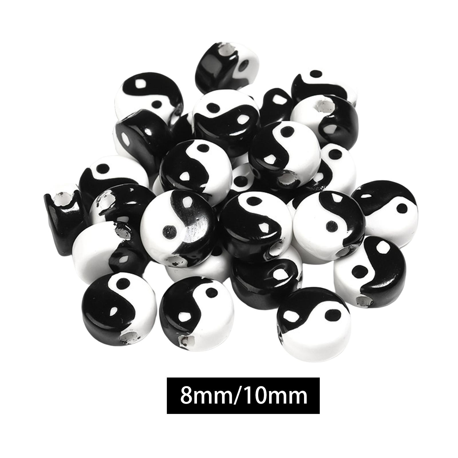 20Pcs Porcelain Spacer Beads Decorative Yin Yang Beads for Findings Necklace