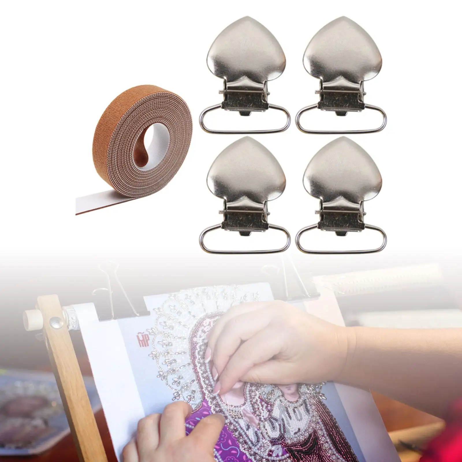 Scroll Rod Side Tension Clip Adjustable Reusable DIY Quilting Cross Stitch Holder Set Sewing Gadgets Embroidery Accessories