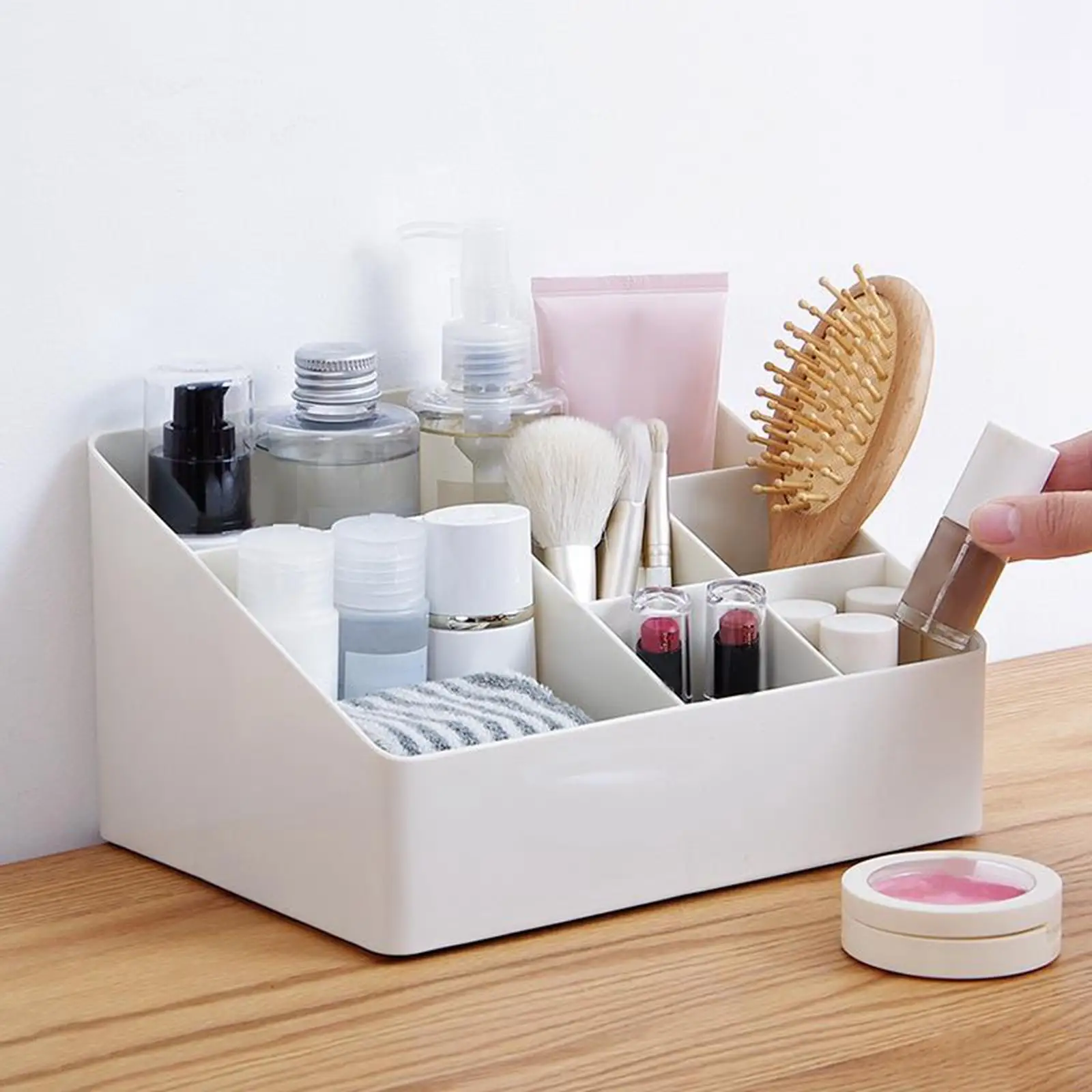 Cosmetic Storage Box Skin Care Shelf Large Capacity Makeup Organizer Container for Bedroom Countertop Kitchen Brushes Jewelry