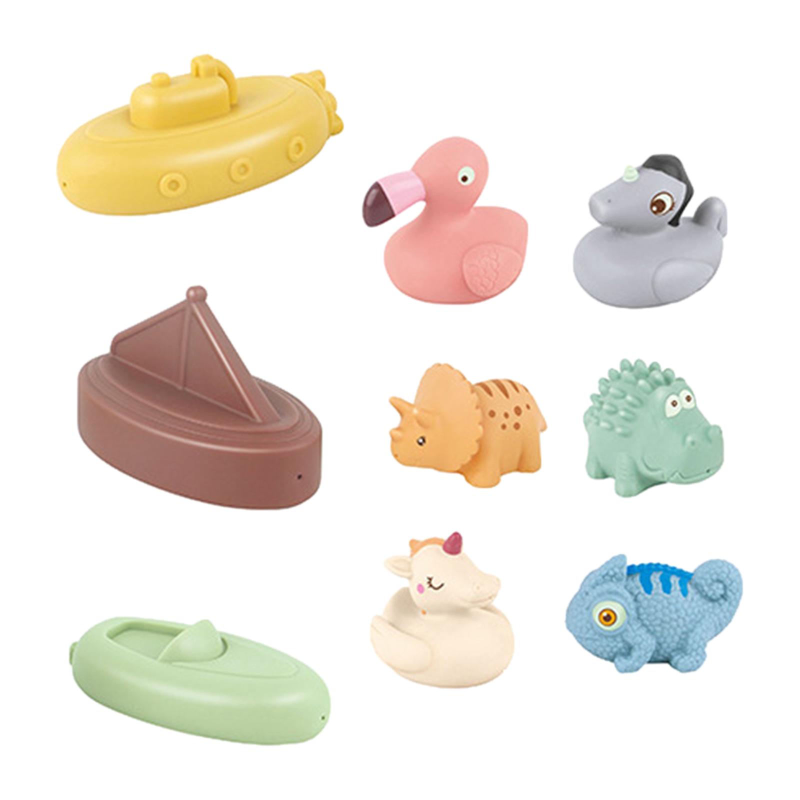 Kids Bathroom Toys for Water with 3 boat Toys and 6 Animals Toys Water Tub Playing Toys Cute Baby Bath Animals Toys