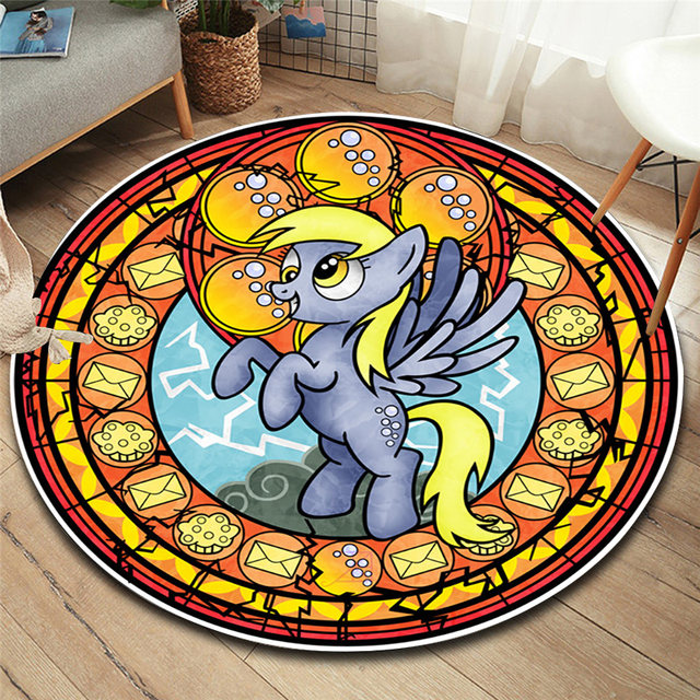 Compra online de Desenhos animados my little pony tapete redondo  antiderrapante tapete de jogo bonito para sala de estar quarto crianças  tapete redondo