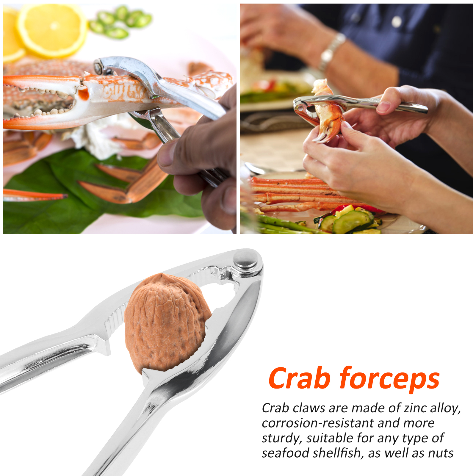 Cracker Crab, Fork Pick Scissor, Lobster Sheller, Cozinha Acessório, 16pcs