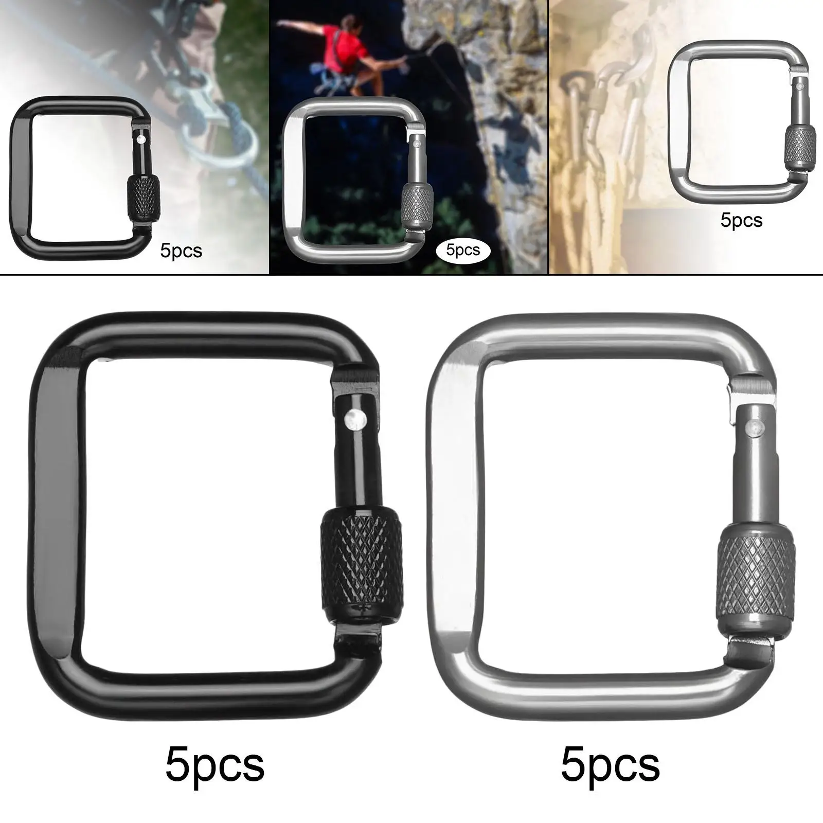 5 Pieces Carabiner Clip Anything for Mountain Travel Camping