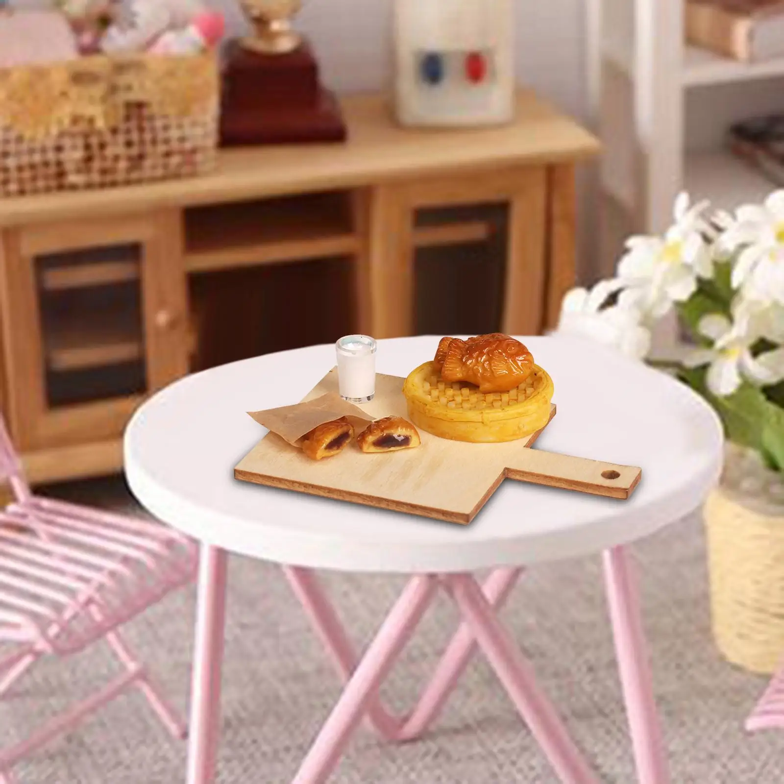 1/12 Miniature Foods Waffle Dollhouse Decoration Accessories Simulation 1/12 Dollhouse Play Foods for Dining Room Restaurant
