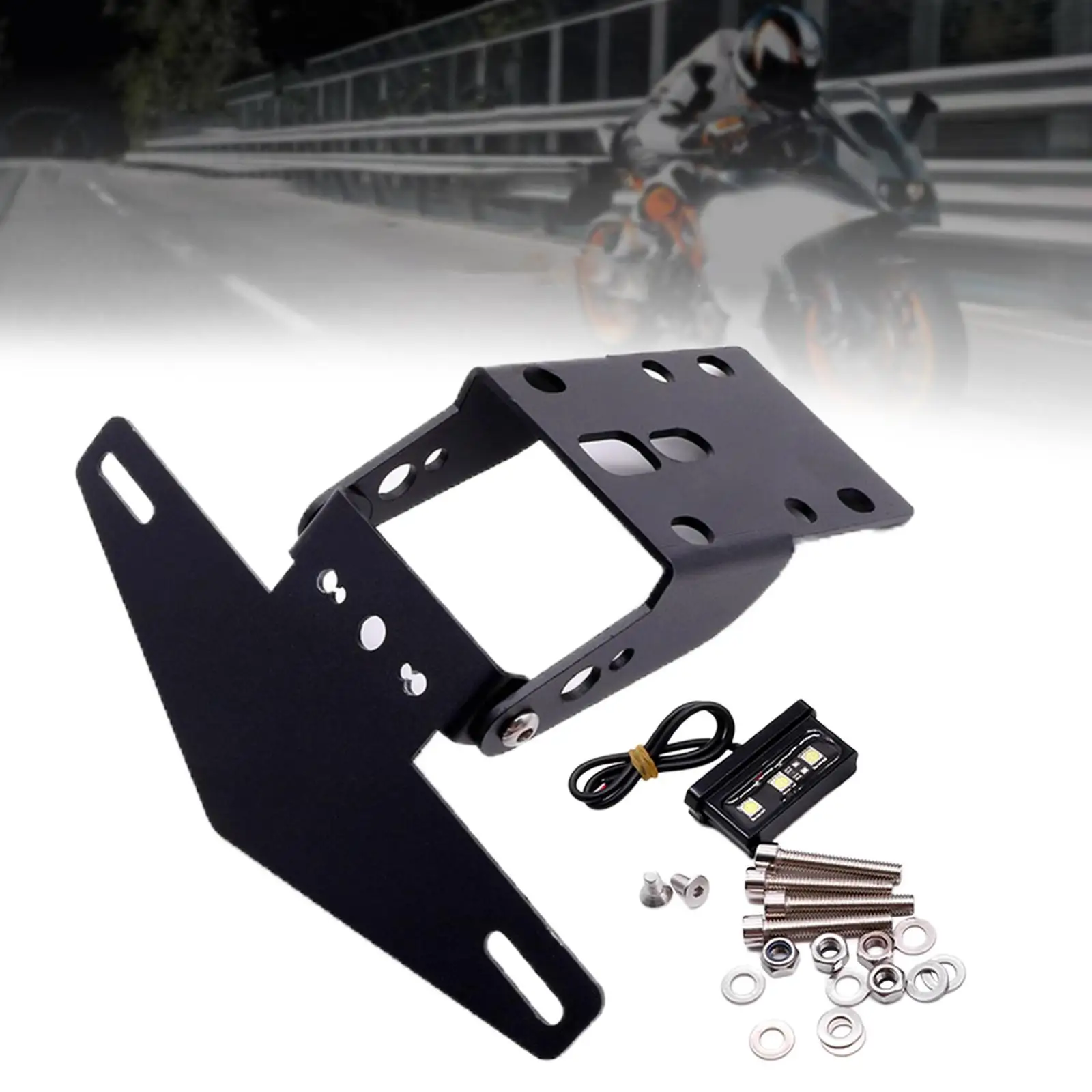 Motorcycle Licence Plate Holder Rear Tail   Mount Bracket for 125 200 250 390 2017-2021 with LED Light Parts Black