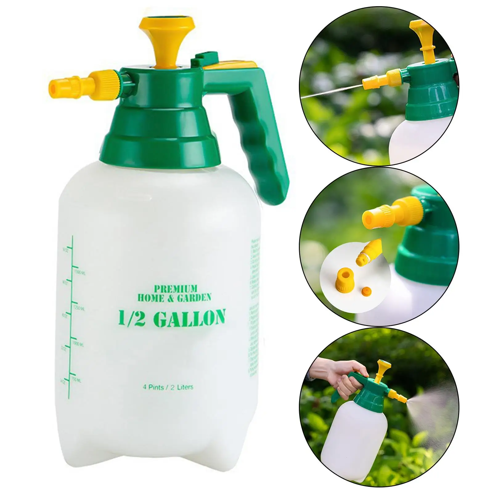 2L Manual Garden Sprayer Adjustable Brass Nozzle Hand Lawn Pressure Pump Sprayer for Outdoor Indoor Home Cleaning Lawn Watering