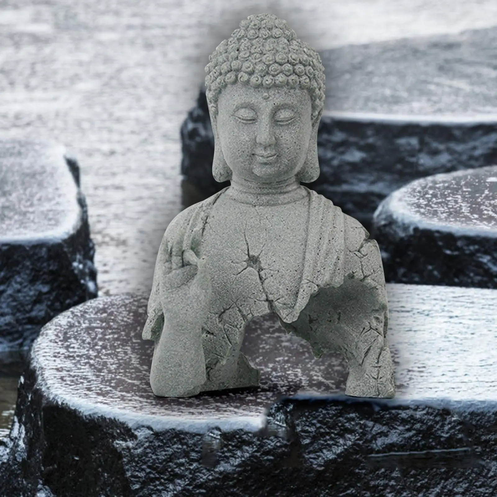 Sandstone Buddha Statue Meditating Buddha Figurine for Indoor Outdoor Patio
