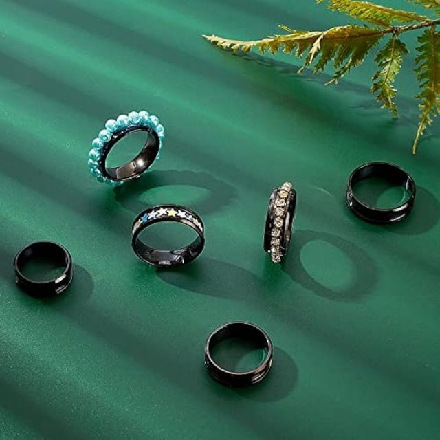 18pcs Stainless Steel Grooved Ring Blanks - 8mm Wide DIY Jewelry Making Rings, Sizes 7-12