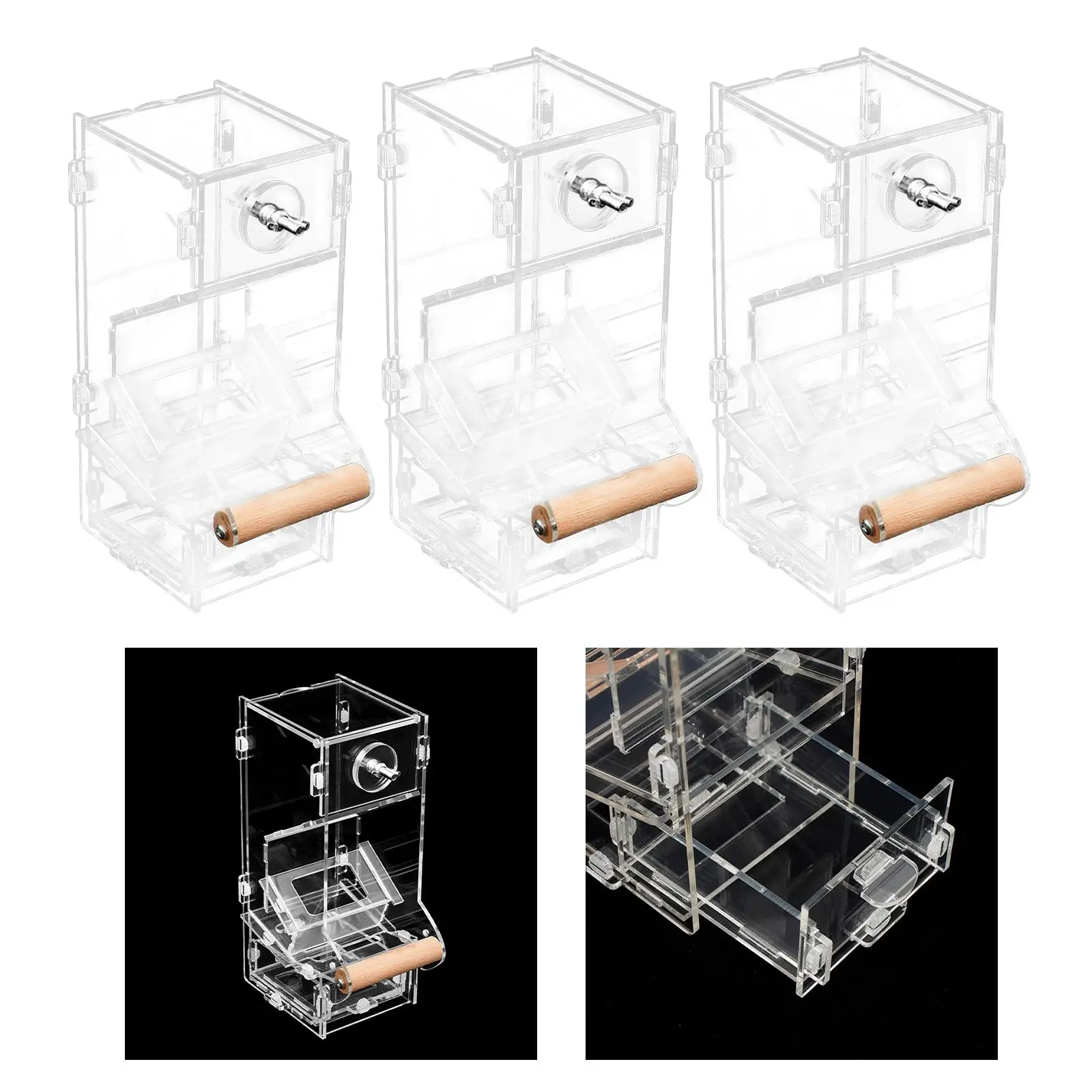 No Mess Bird Feeder Cage Accessories Transparent with Perch Finch Foraging Feeders Parrot Feeder for Budgies Cockatiel Lovebirds
