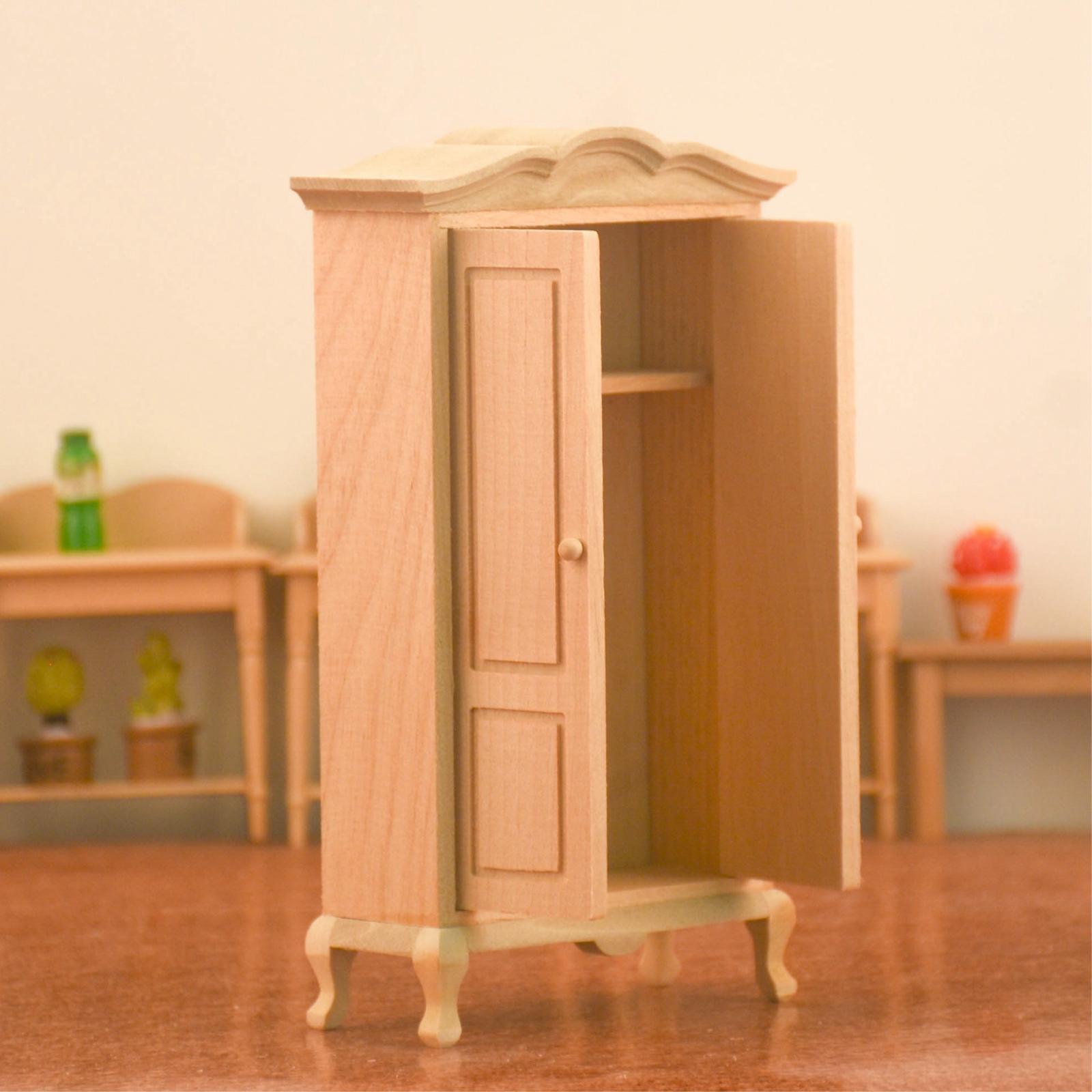 1:12 Handcrafted 2 Doors Wardrobe Living  Scene Toy Ornaments