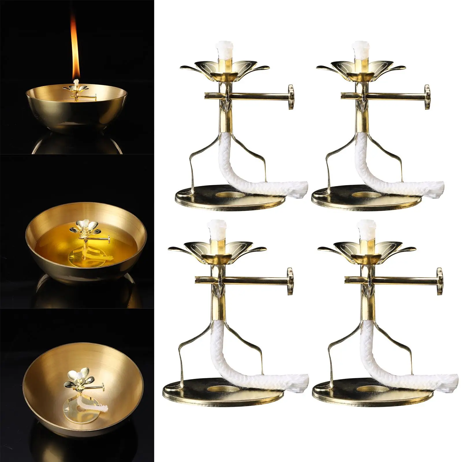2x Golden Butter Lamp Wick Holder Wick Lamp Stand Buddha for Yoga Wedding
