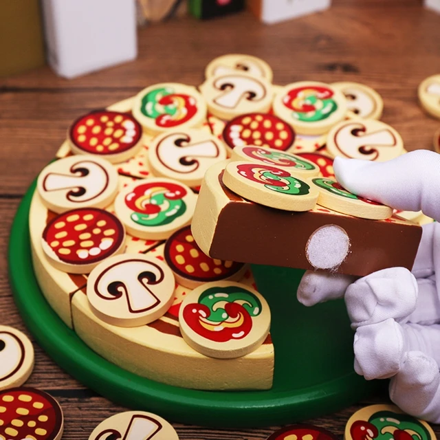Brinquedo de corte magnético jogar pizza fingir jogo modelo pizzas jogar  comida brinquedo de aprendizagem precoce para crianças role-play molde livre