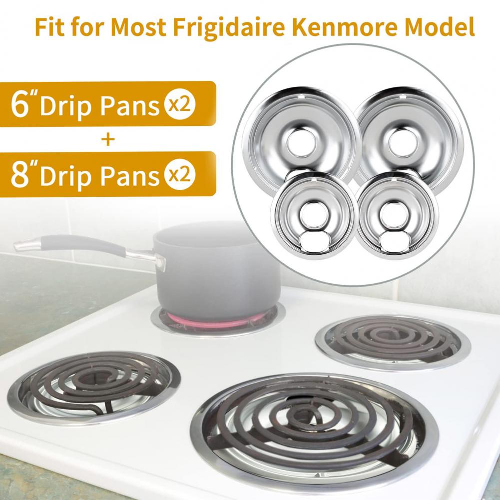 Title 5, 4Pcs 6/8-Inch Cooktop Drip Pan Round Electric S...