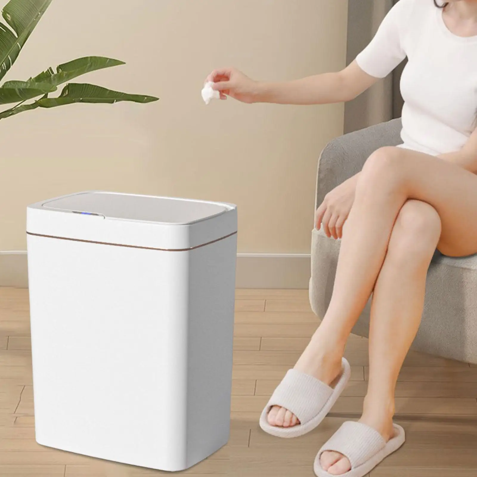 Smart Trash Can Garbage Bucket Wastebasket Rubbish Can Touchless Waterproof Electric Garbage Can for Living Room Home Toilet