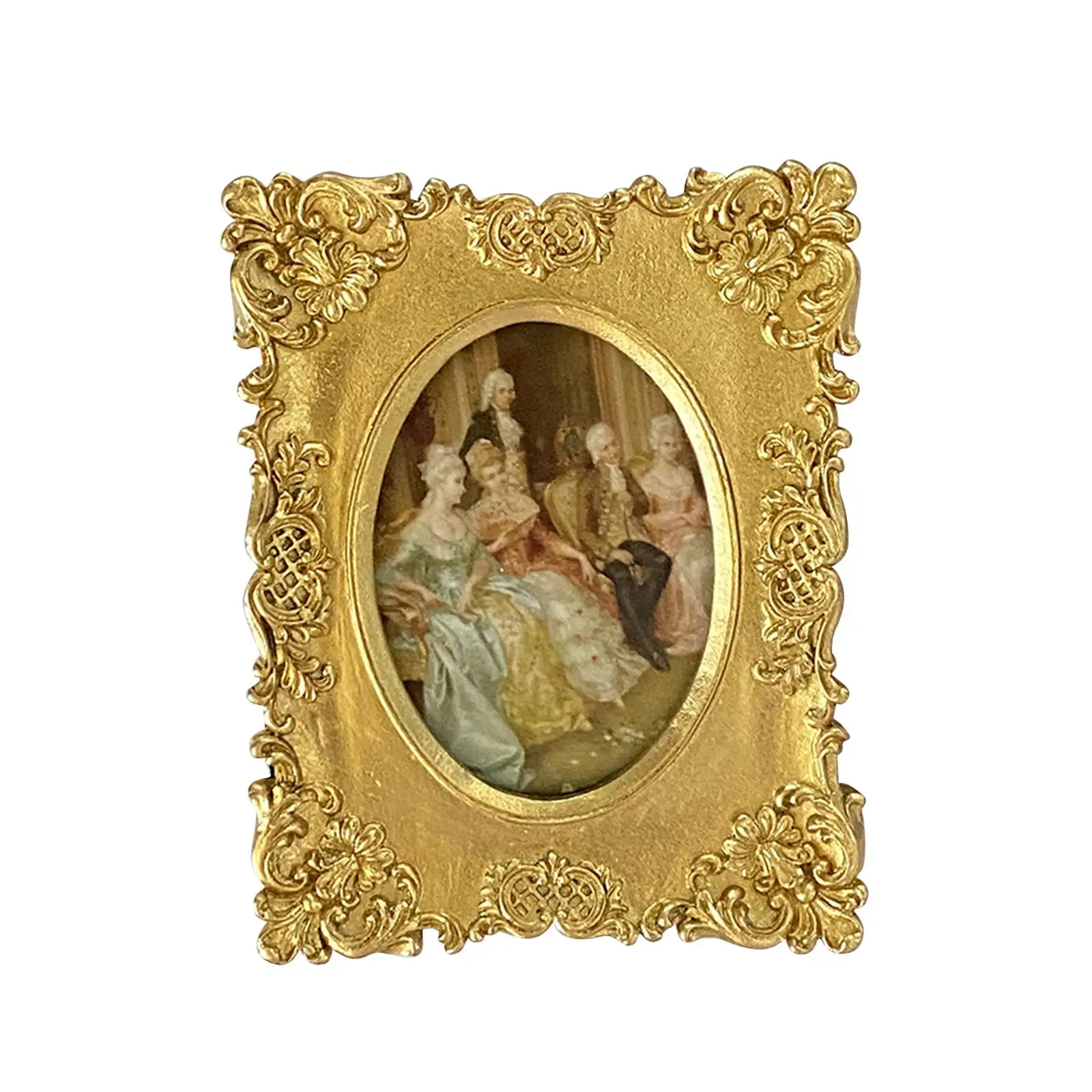 Antique Style Photo Display Frame Picture Holder Tabletop Wall Hanging Embossed Home Decor Rectangle for Art Gallery Bedroom