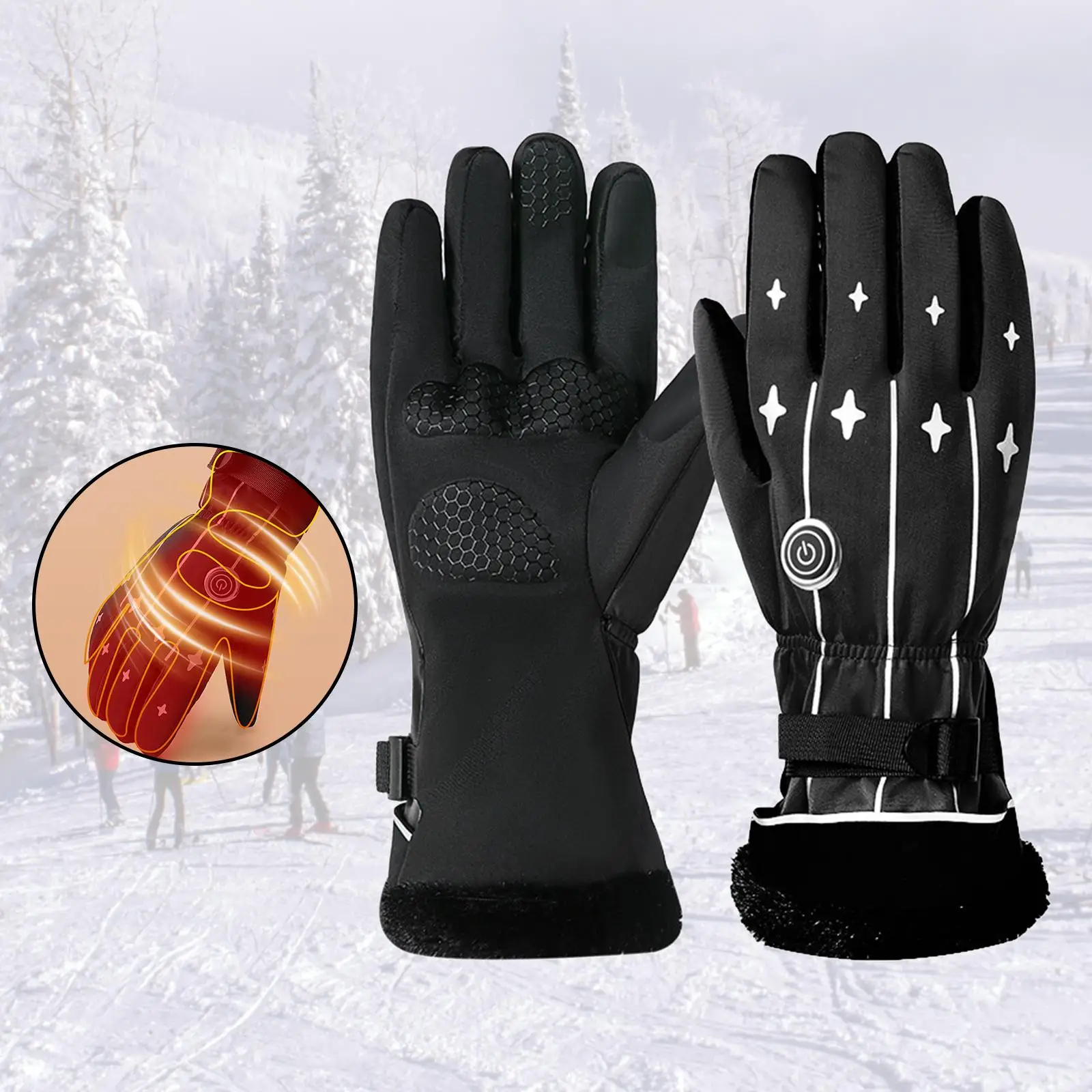 Electric Battery Heated Gloves Touch Screen Full Finger Winter for Outdoor