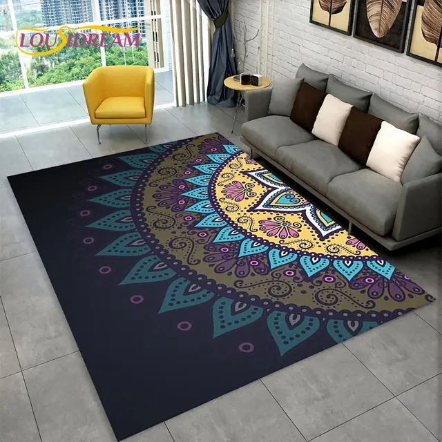 Alfombra bohemia circular en forma de mandala para decoración de tatuajes  de henna mehndi, alfombra de patio, pasillo, alfombra minimalista,  alfombras