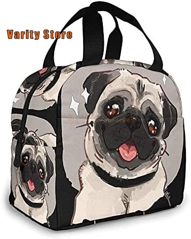 saco de almoço bonito pug cão lancheira isolado saco sacola para viagem de trabalho