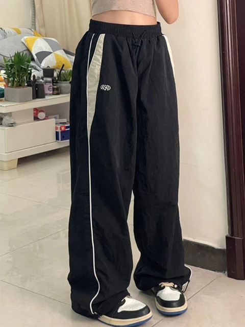 Y2K Women Vintage Pants Streetwear Baggy Parachute Track Pants Korean  Oversized Sweatpants Wide Leg Joggers Trousers 90s Clothes