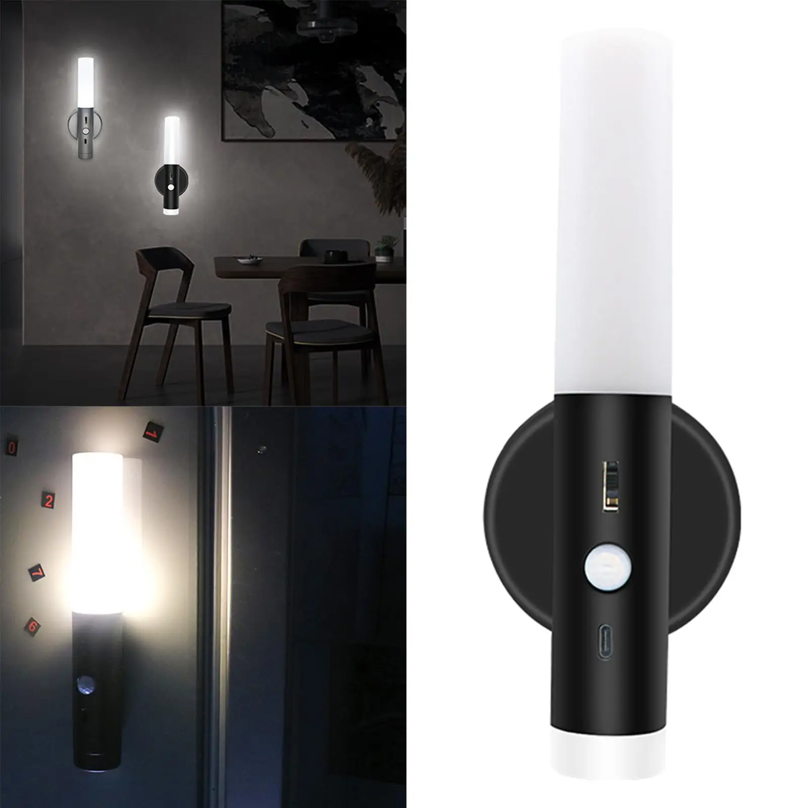 Cordless Motion Sensor Night Light USB Wall Sconce Closet Light with 3 Modes Under Counter Hand-Held for Home Kitchen Bedroom
