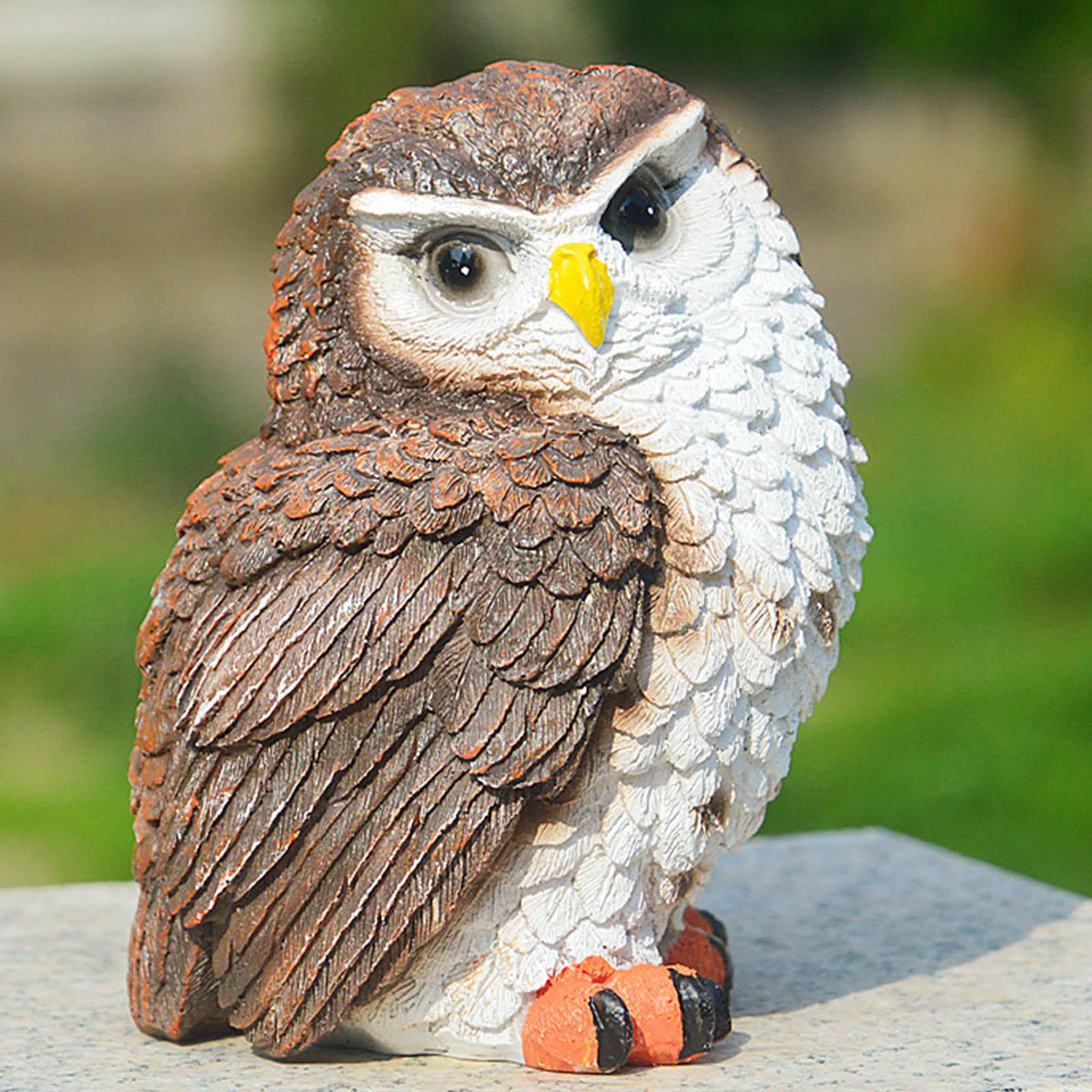 Resin Garden Owl Statue,Miniature Sculpture Housewarming Gift,Lawn Figurine Crafts Patio Outdoor Ornaments