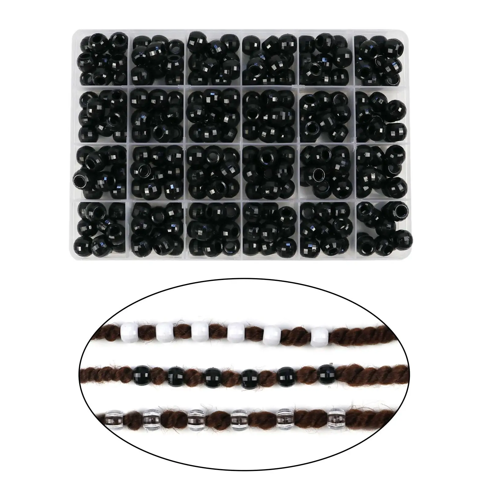 240 Pieces Pony Bead Kit Hair Beads Round for  Jewelry Making Hair Braid 