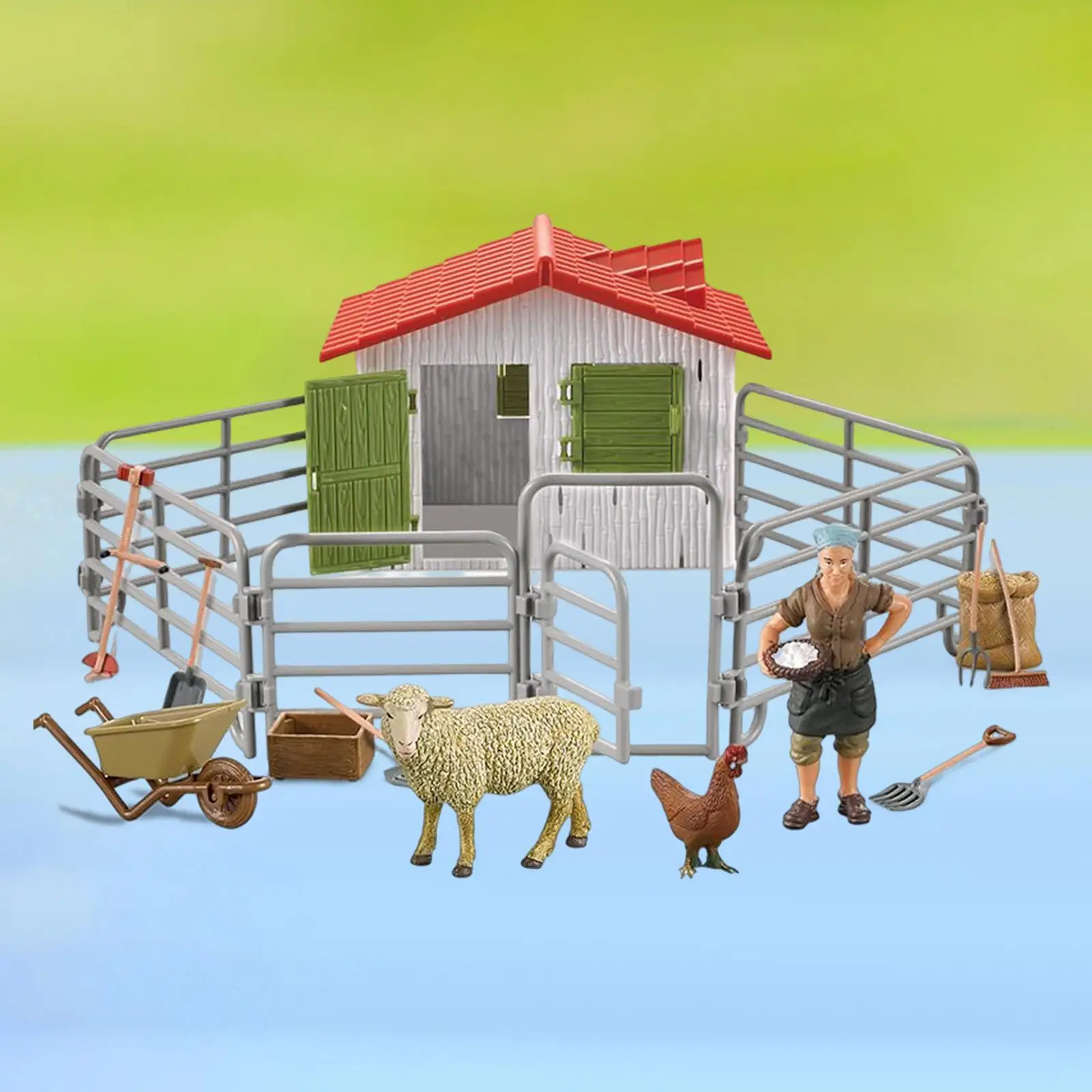 Educational Kid Farm Figurines Tools Fences Playset Easily Clean and Washable Detailed Appearance for Boys Girls Realistic Cute
