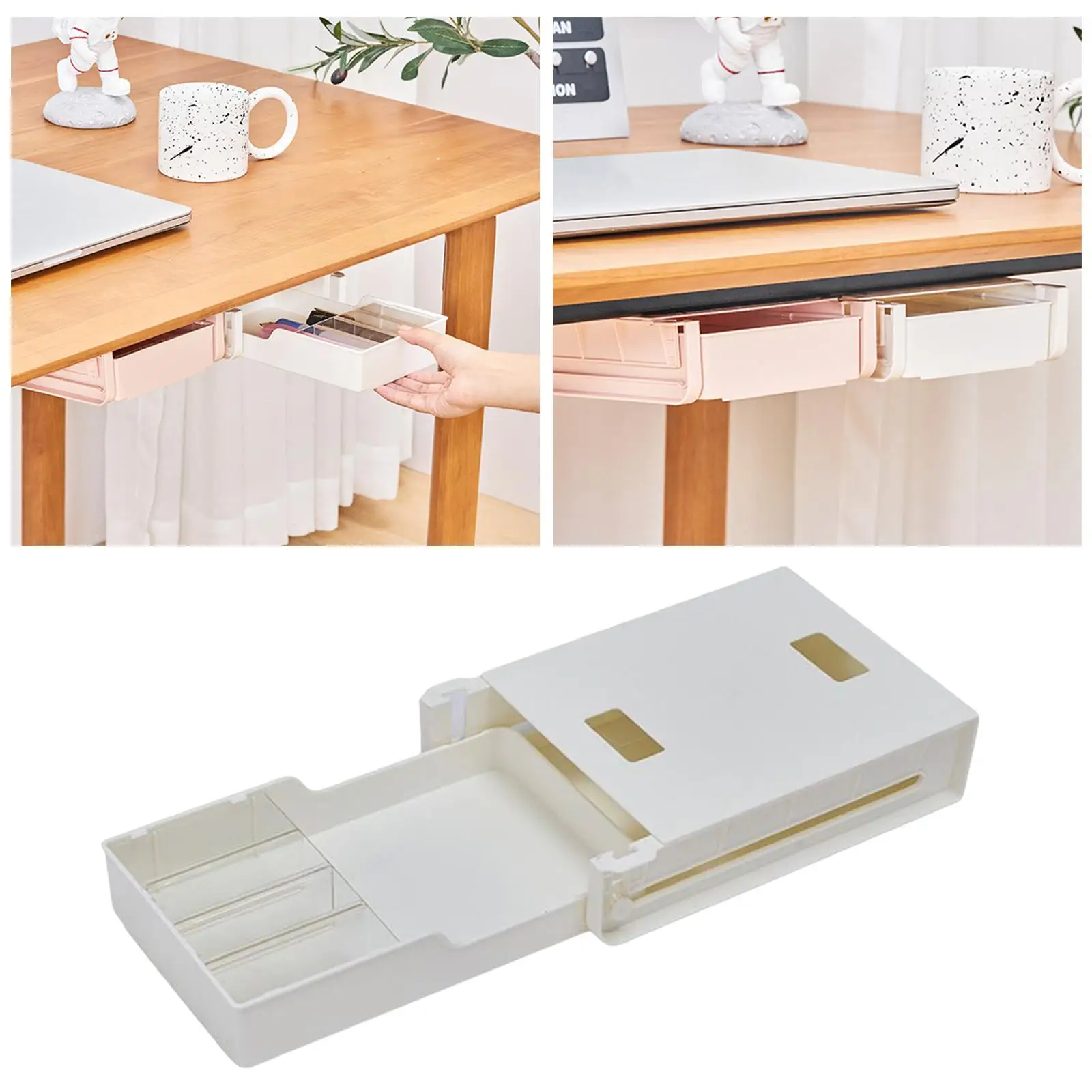 Invisible Under Desk Drawer Devices Sliding Easy to Install Punch Free File Holder Storage Organizer for Storage Kitchen Home