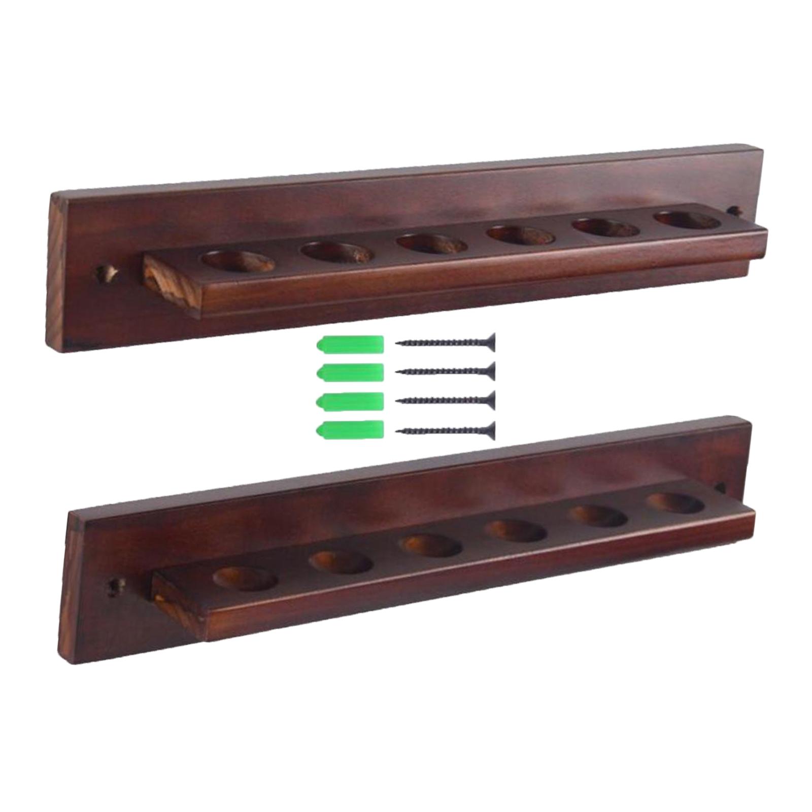 6 Pool Billiard Cue Rack Hanging Wood Bracket Stand Pool Balls Stick Holder