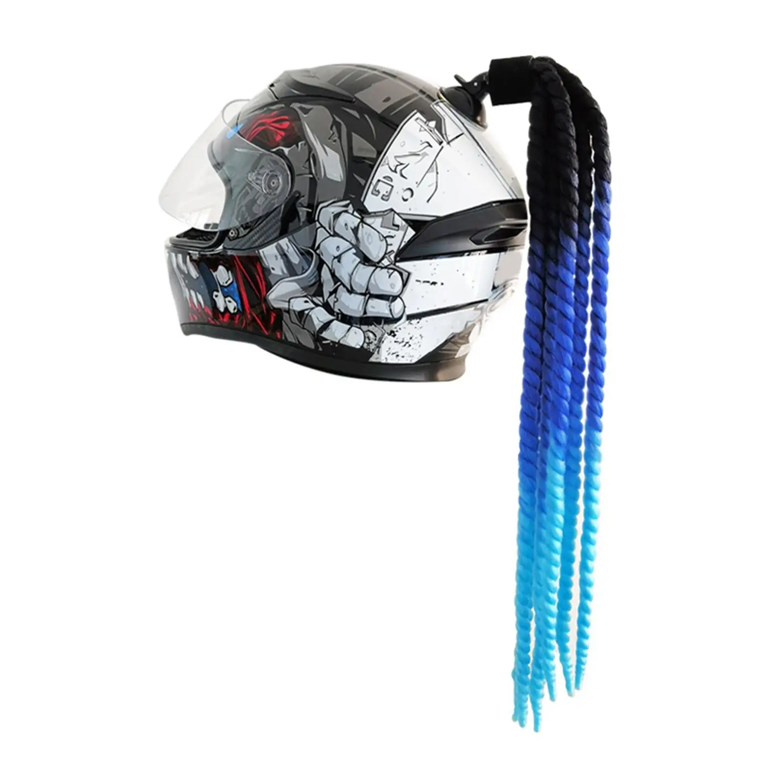 Gradient 60cm Helmet Braids Ponytail for Motorcycle Bike Helmet Hair Plait