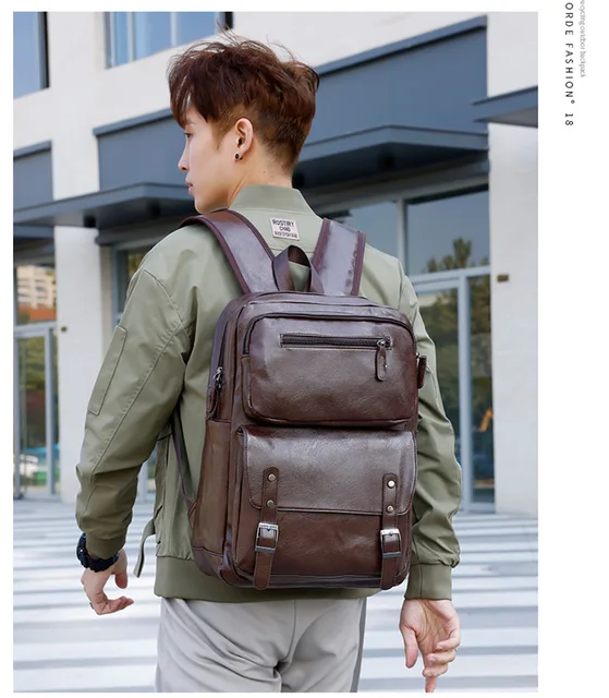 CoCopeaunts High Qualit Man Backpack Soft Leather Mens Backpacks Luxury  Designer Vintage BackPack Laptop Bag Male Large Capacity Travel Bag