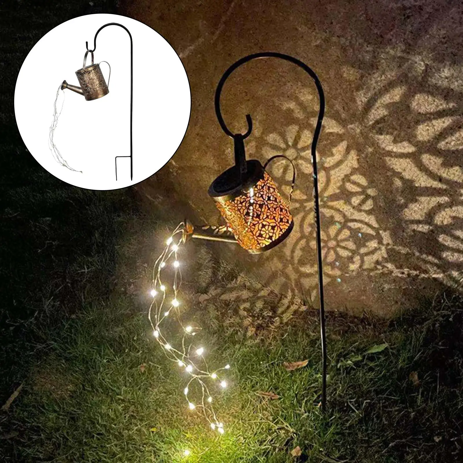 Solar Watering Can Lights Hanging Kettle Lantern Light Sprinkles Fairy Light for Porch Decoration