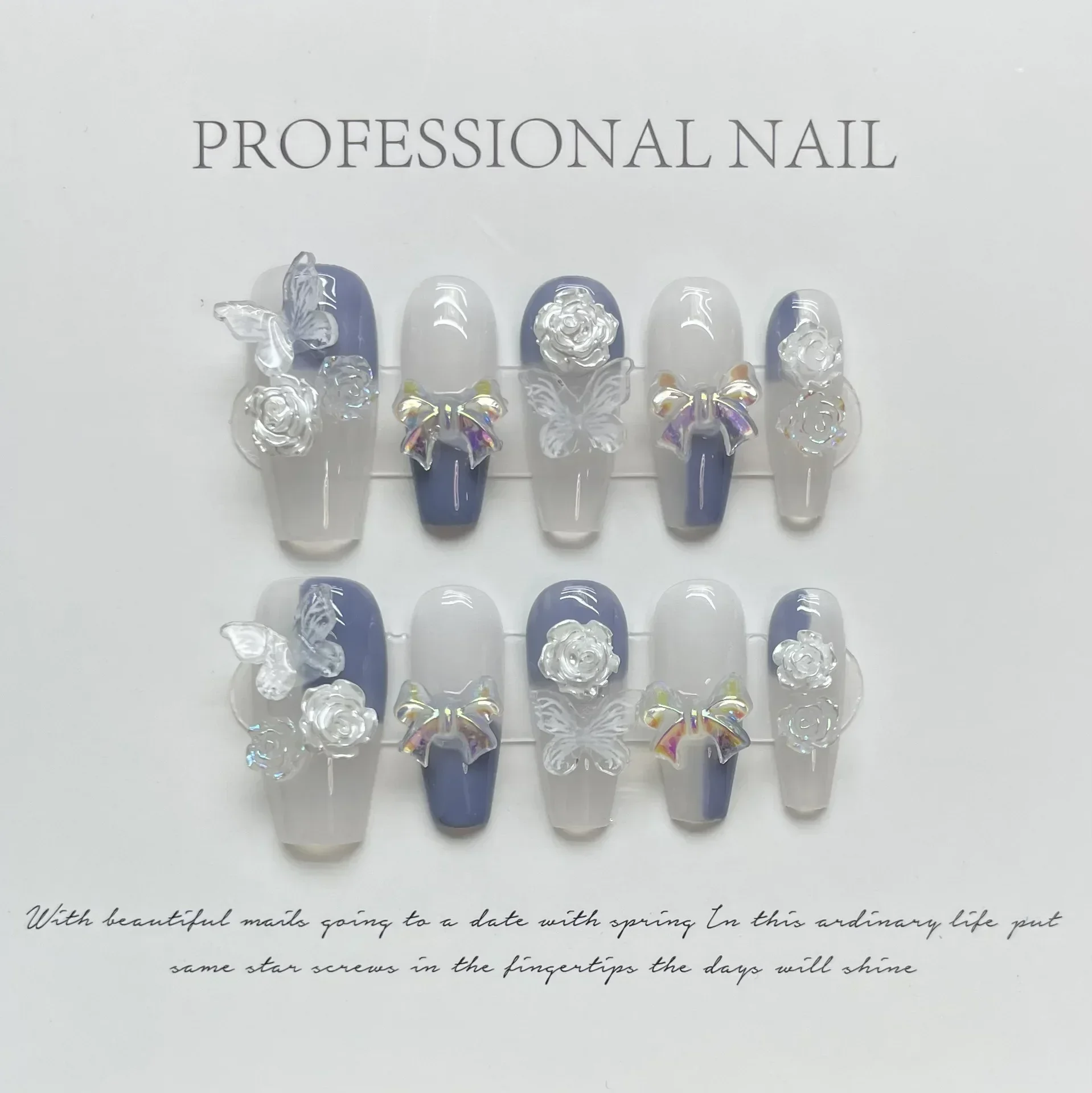 Best of 10Pcs Aurora Handmade Press On Nails Butterfly Flower Wearable False Nails Ballet Decoration Profession Full Cover Nail Tips Art Reviews & Tips