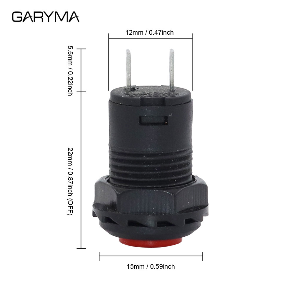 5 Stück 12 mm Drucktastenschalter AUS-EIN, kurzzeitig/selbstrückstellend/selbstsperrend, Drucktastenschalter 3A125VAC/1,5A250VAC DS428/427 – Detail 5