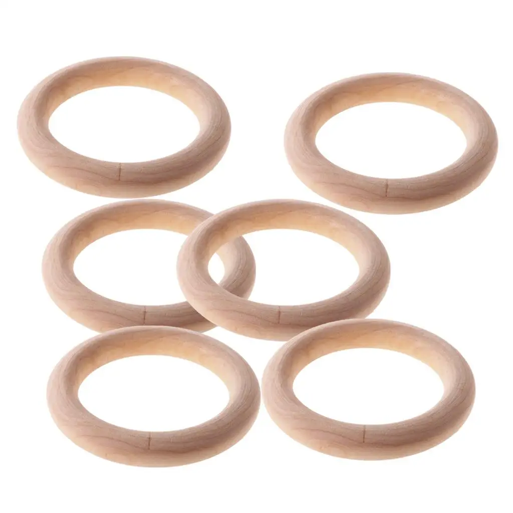 6 Pieces67mm Dia Novelty Natural Unfinished Wooden Bangle Bracelet painting Craft