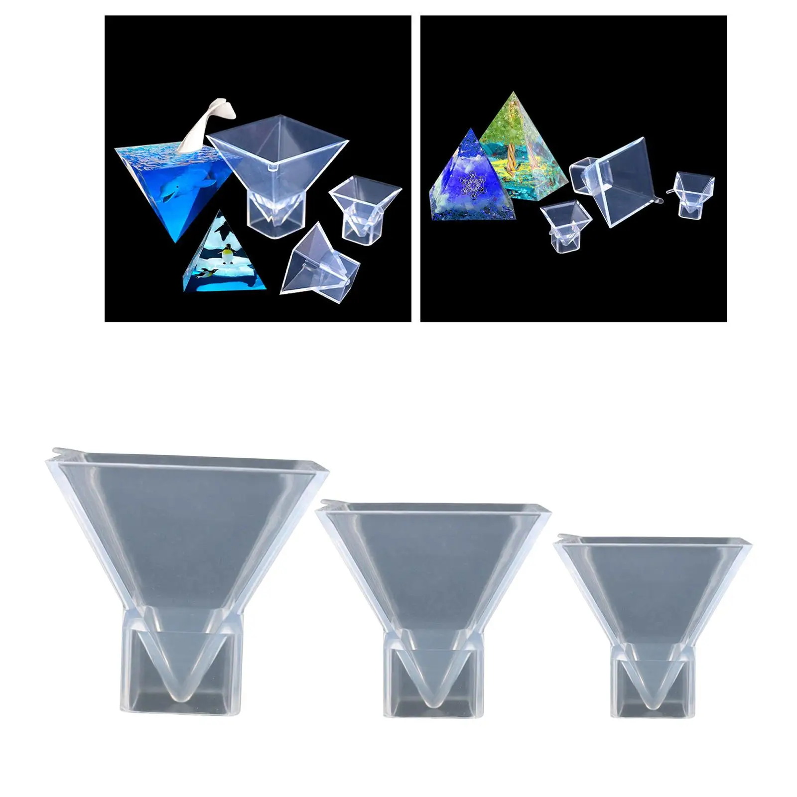3x Clear Pyramid Silicone Mold Resin Casting Mould DIY Epoxy Resin Art Tool