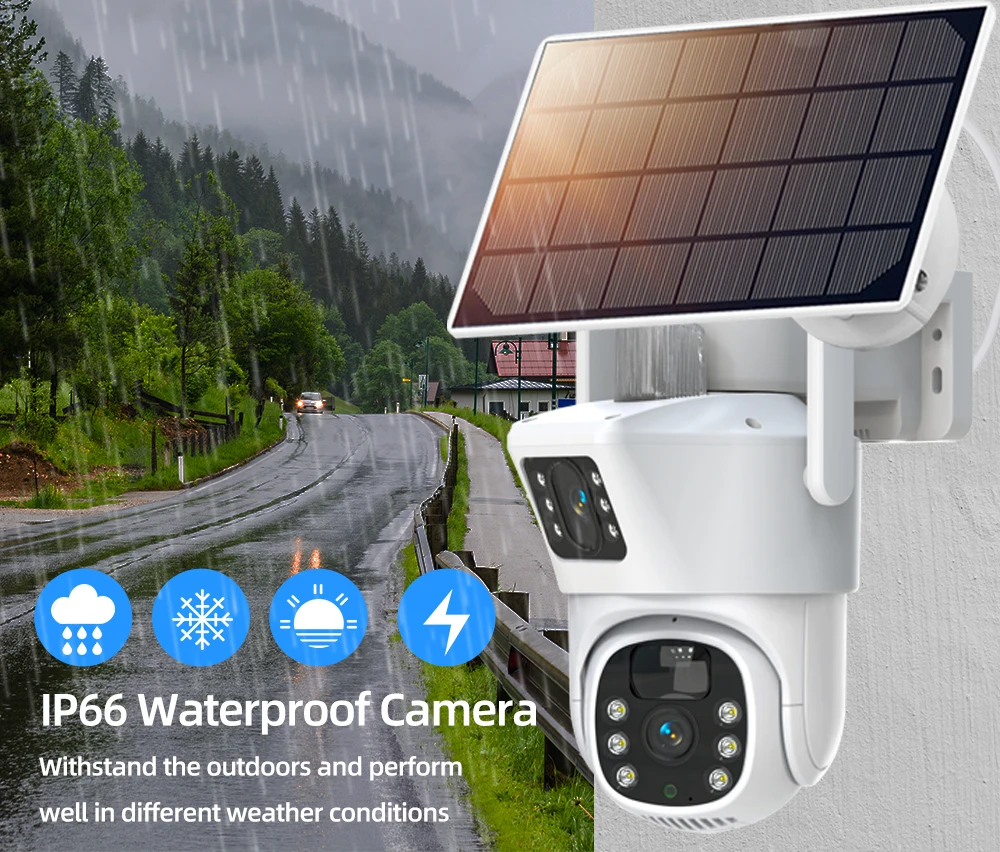 Nombre 8, Eseecloud APP Solar 4K 8MP Zoom WIFI batería doble lente PTZ Solar pantallas duales Ai PIR detección seguridad CCTV IP vigilancia