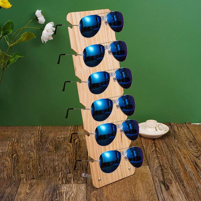  Soportes de exhibición de lentes de sol de madera de varias  capas, organizador de anteojos, soporte de almacenamiento para gafas,  escaparate de gafas de sol, estante de exhibición de joyas, 6 –