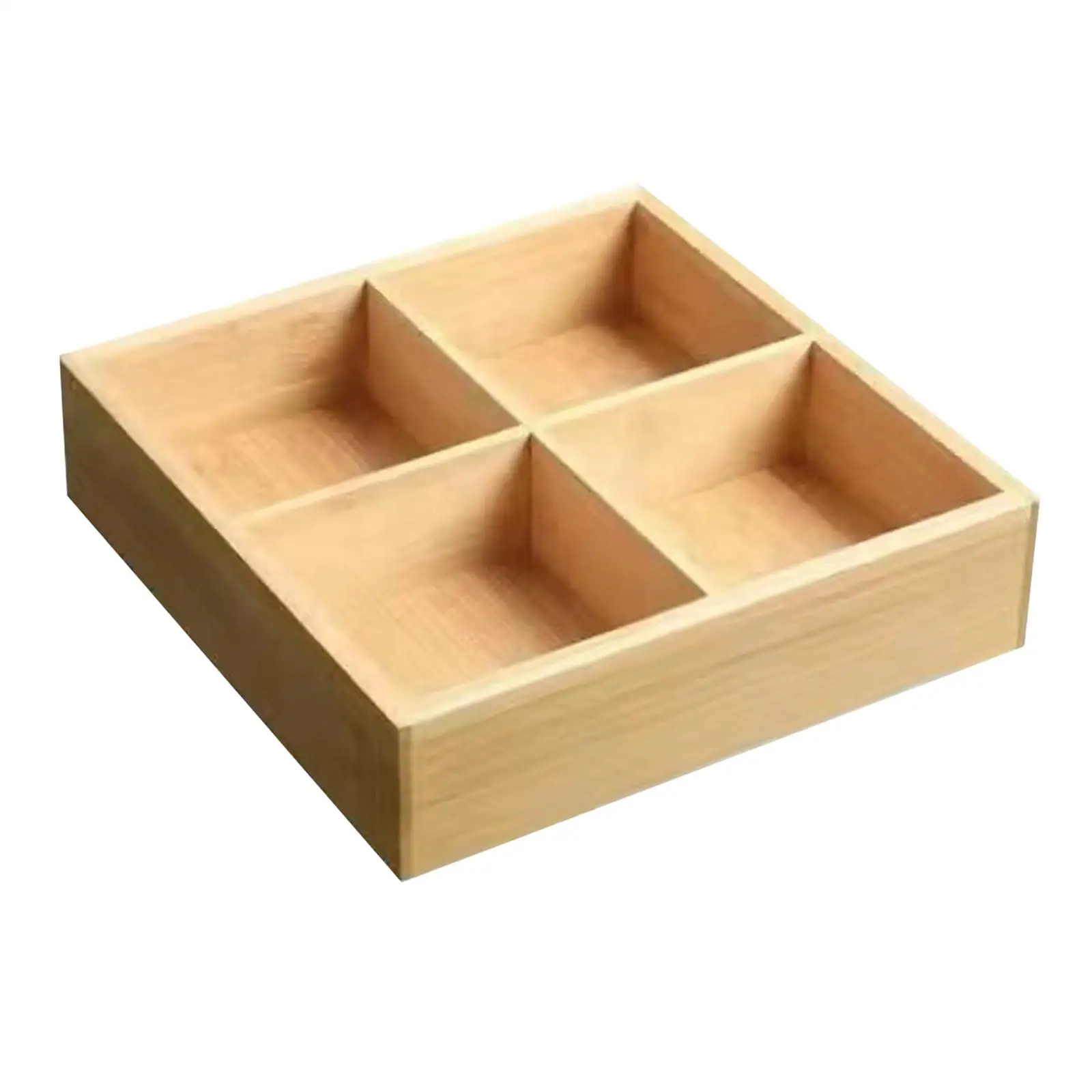 Wooden Dried Fruit Box Snack Tray with 4 Compartments for Homes, Restaurants, Office Parties, Banquet Facilities Versatile