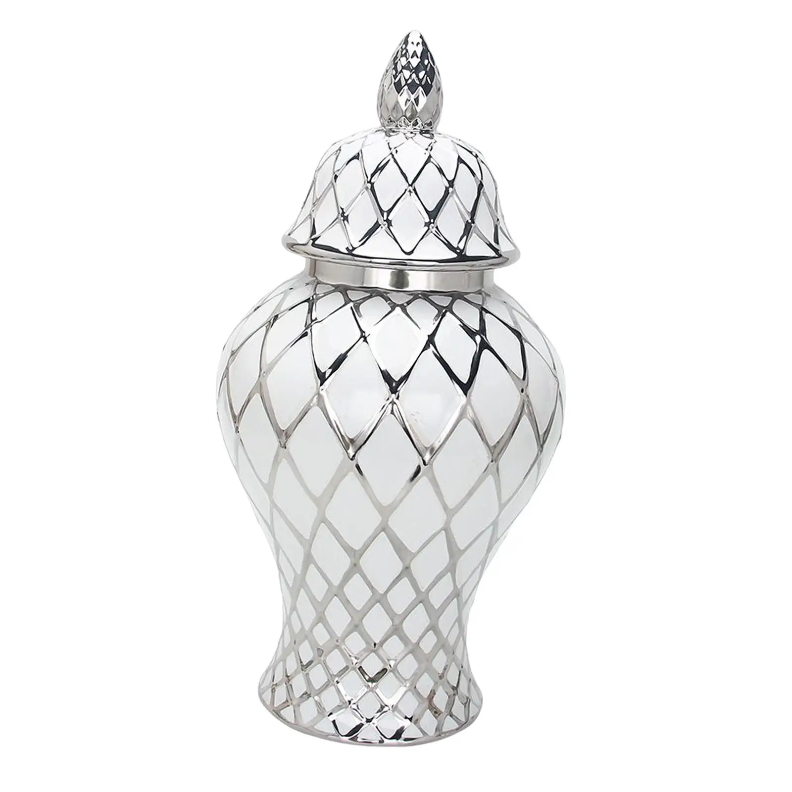 Modern Ginger Jar Lattice with Lid Ceramic for Tabletop Collection Entryway