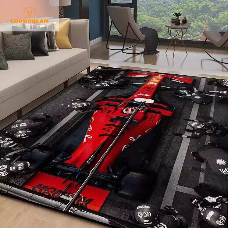 Title 2, Racing Car Pattern Artwork Rug Bedroom Living R...