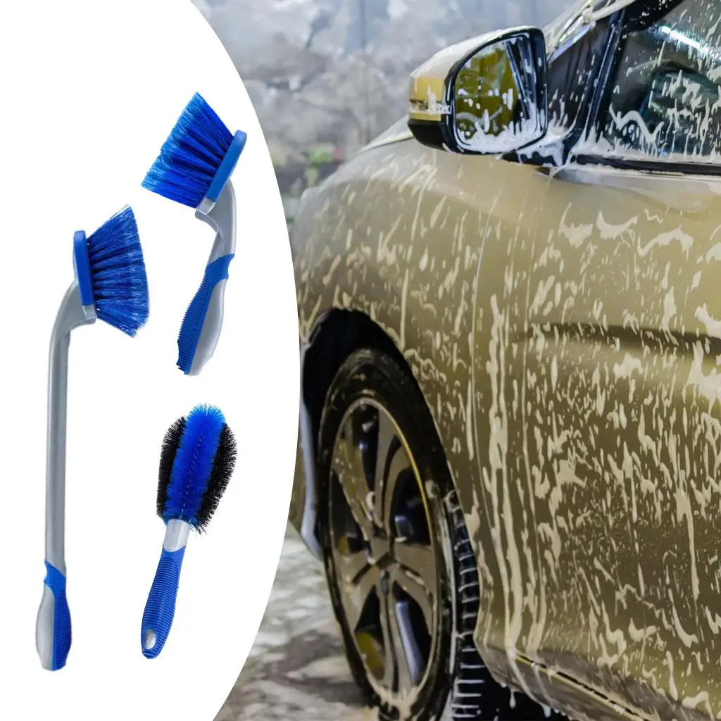 Car Wash Brush Exterior Rim Claen Kit Durable Auto Cleaning Tool Blue Short Handle Beauty Long Handle for Wheel Hub Tire