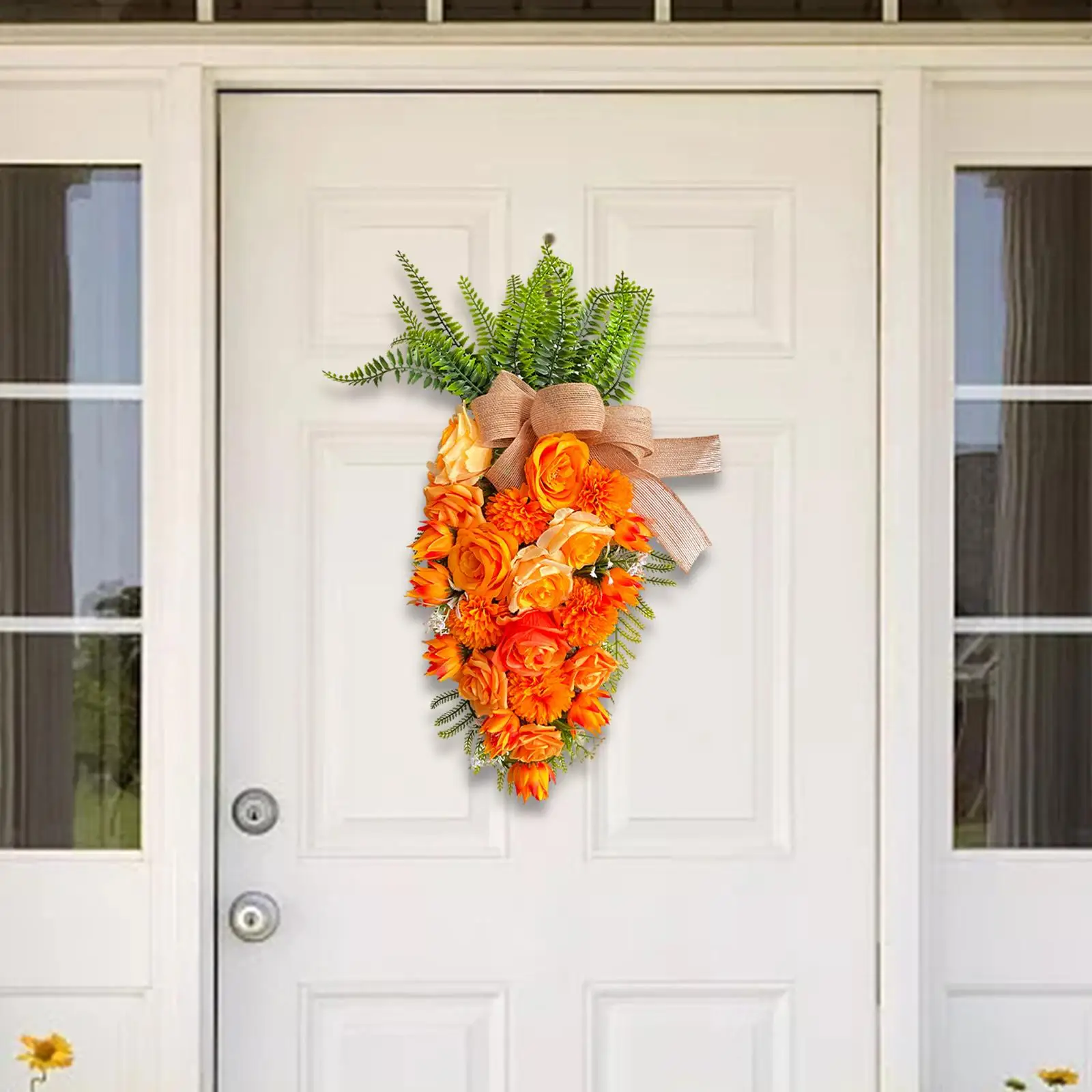 Easter Carrot Wreath Rustic Spring Faux Carrot Wreath for Hanging for Farmhouse Easter Door Wall Accent Indoor Outdoor Wedding
