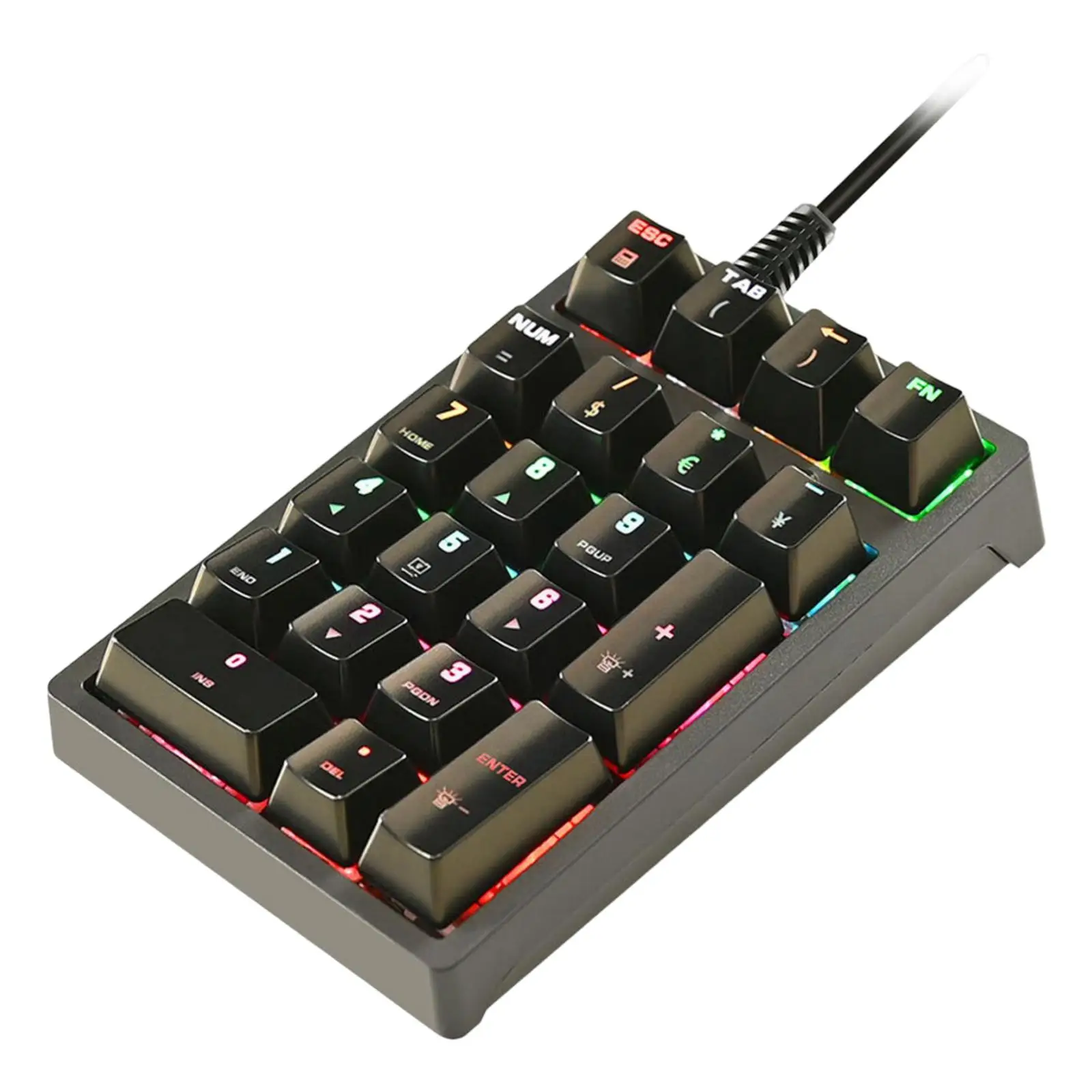 Portable K21 Mechanical Numeric Keypad 21 Key RGB Comfortable Typing Blue Switch USB Wired Numpad for Tablets Computer Gaming