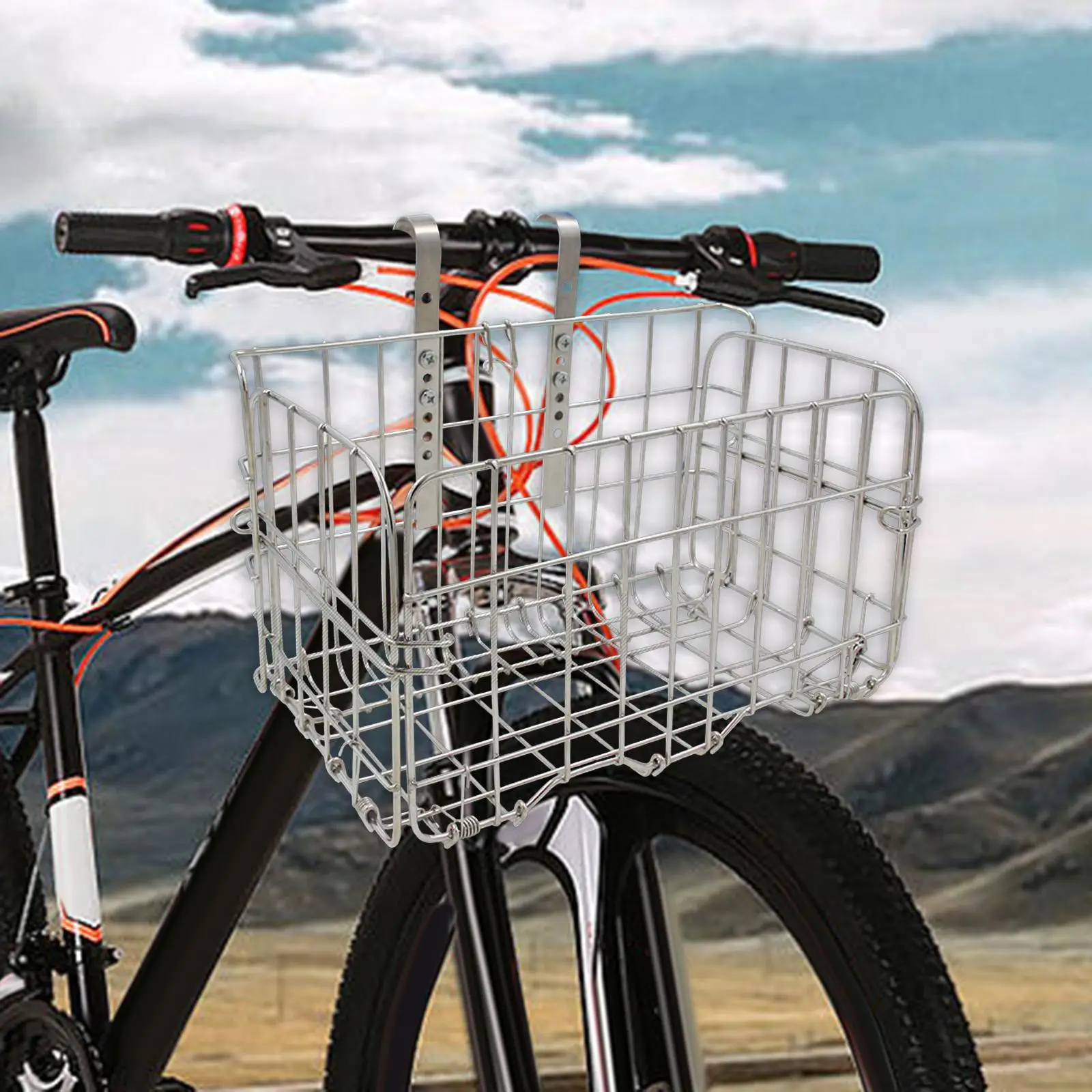 Metal Front Handlebar Bike Basket Detachable Hanging Basket Heavy Duty Material