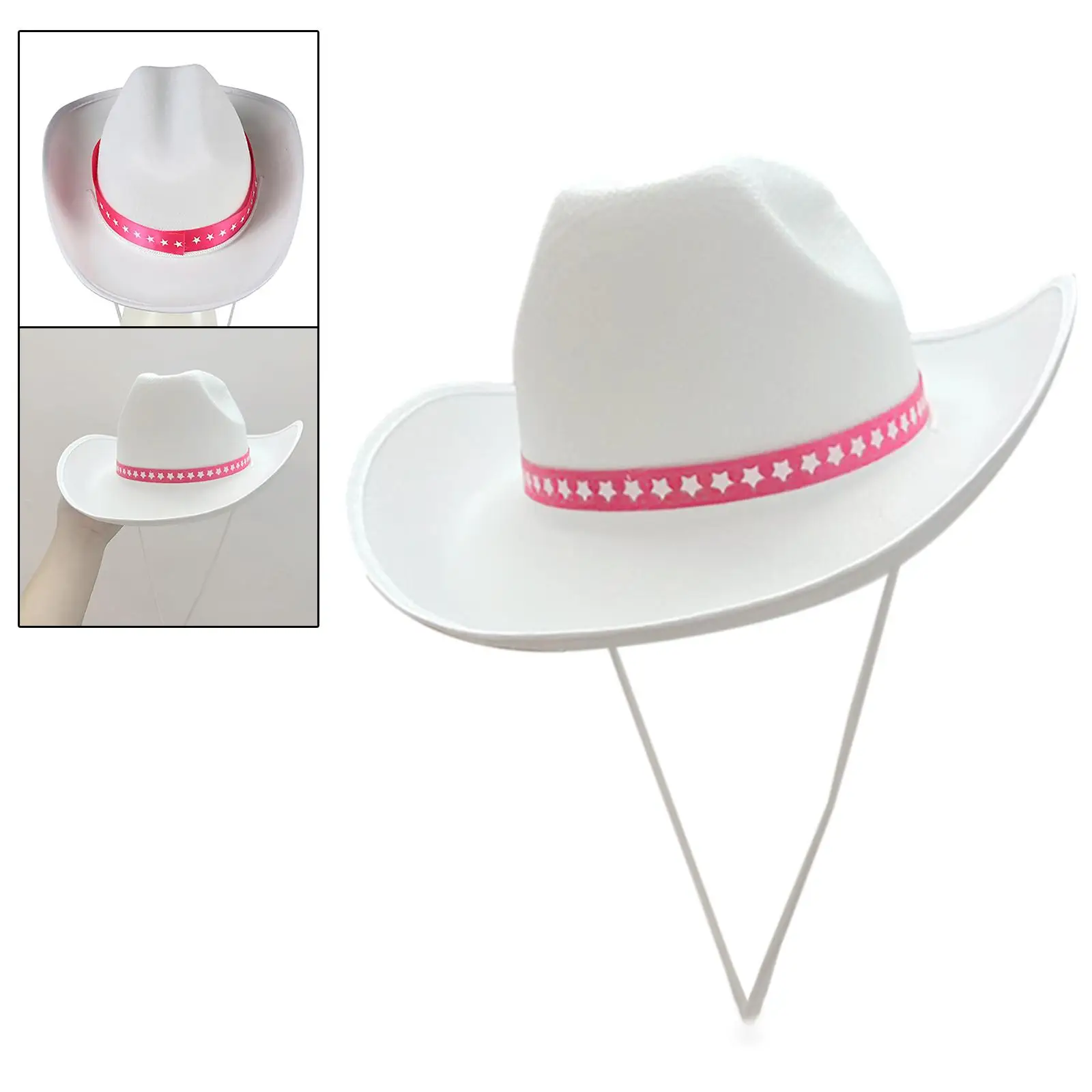 Cowboy Hat Cowgirl Hat Adult Trendy Wide Brim Sunhat Sun Hat for Fishing Themed Party Photo Props Stage Performance Cosplay