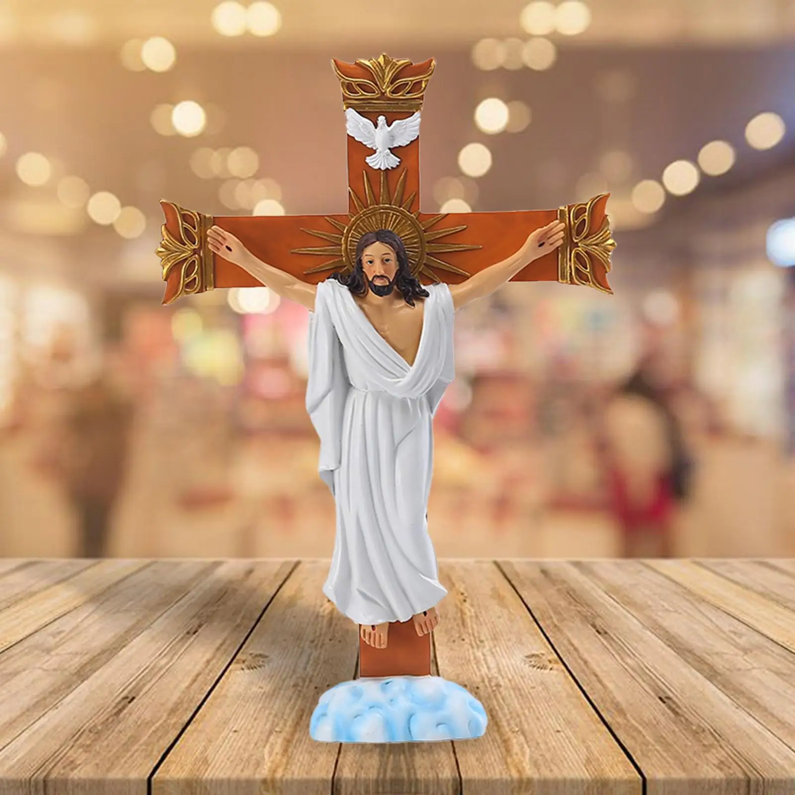 Jesus Figurine Tabletop Resin Crucifix Statues Religious Figure Home Decor