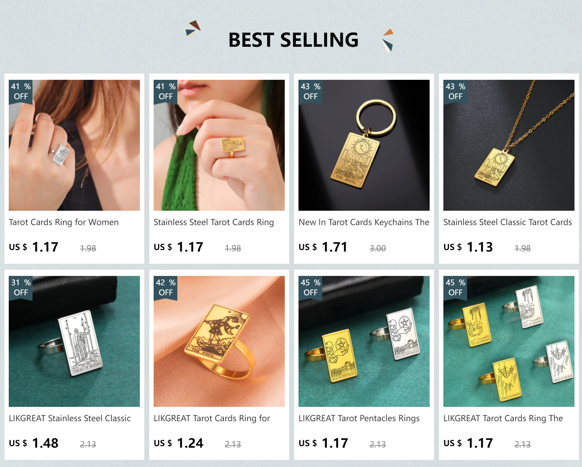 LIKGREAT Tarotkarten Ringe für Frauen Männer Edelstahl Esoterik Wahrsagerei Magische Fingerringe Punk Amulett Schmuck Geschenk Neu – Detail 1