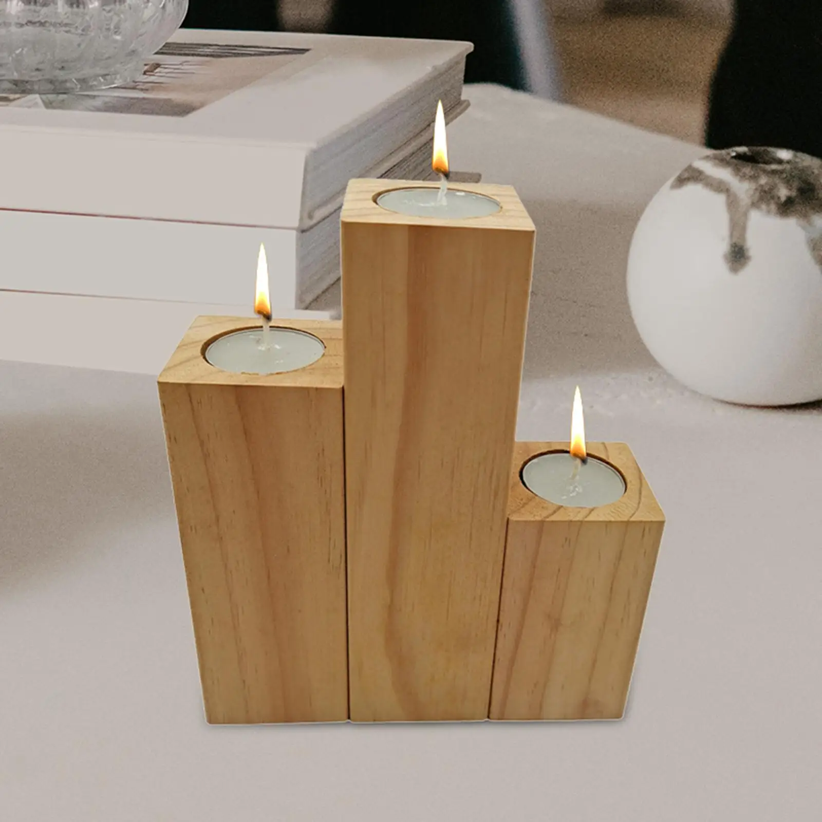 Wooden Candle Holders Sturdy Elegant Crafts Candle Base Retro Candlestick Practical for Farmhouse Holiday Bathroom Tabletop Home